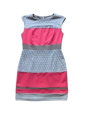 Sandra Darren Women's Pink Colorblock Lace Sheath Dress Size 12